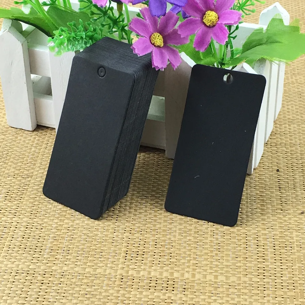 200PCS Price Tags 8*4cm Kraft Rectangle Cradboard Label Tag Blank Cardstock Jewelry Cardboards Accept custom logo | Украшения и