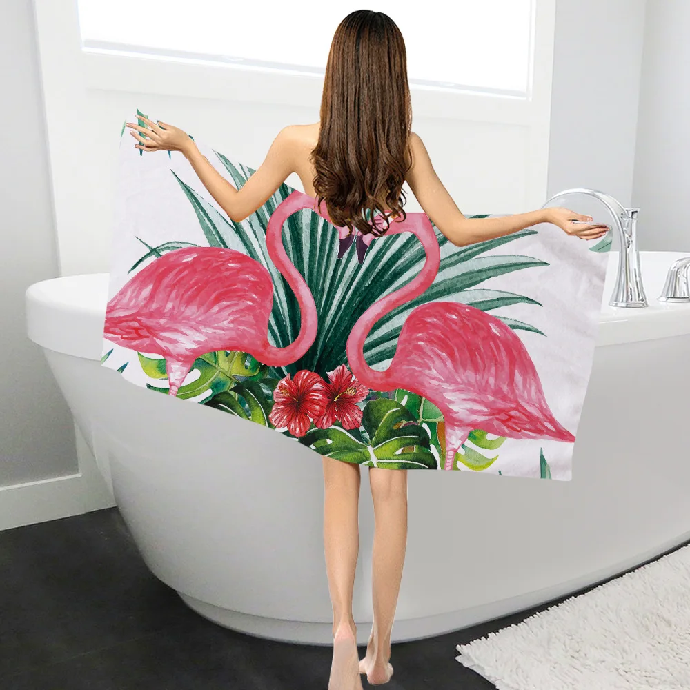 Прямоугольник для принятия солнечных ванн Полотенца тропические растения