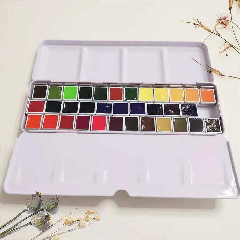 34 Цвета распределяющие акварельные мастер высокая концентрация Чистый золотой