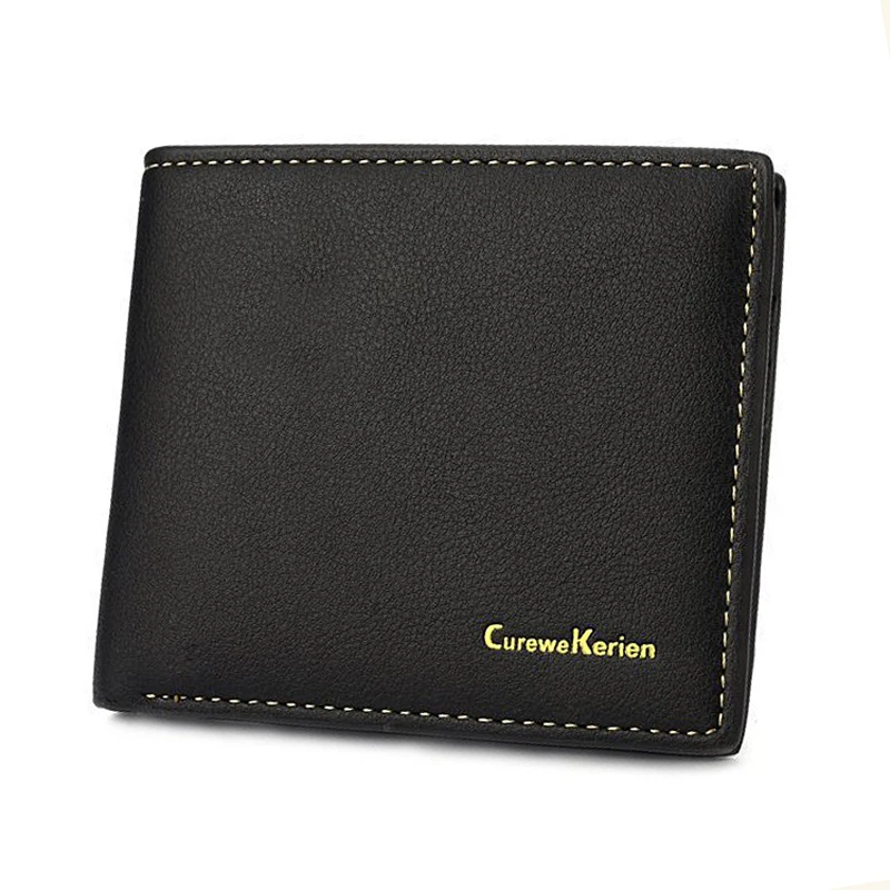 Качественные новые мужские кошельки из искусственной кожи черного цвета 2