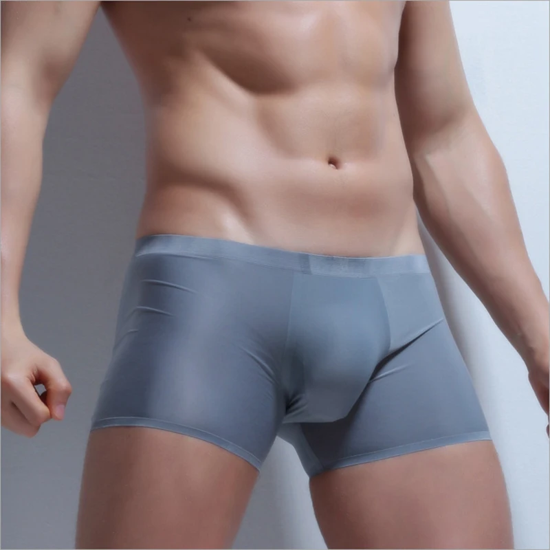 

AIIOU Men Underwear Boxer Shorts Ice Silk Panties Seamless Comfortable Underpants Sleepwear Sexy Homme Cuecas Underwear for Men