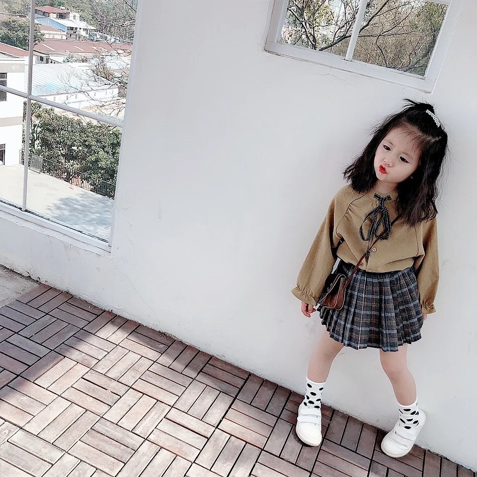 Весна лето 2019 юбки для маленьких девочек детская хлопковая клетчатая юбка