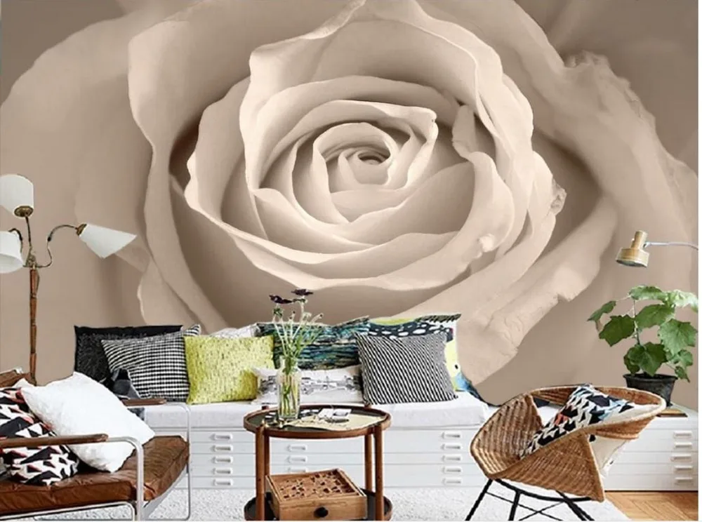 Декоративные обои 3d с изображением белых роз стереоскопические для украшения
