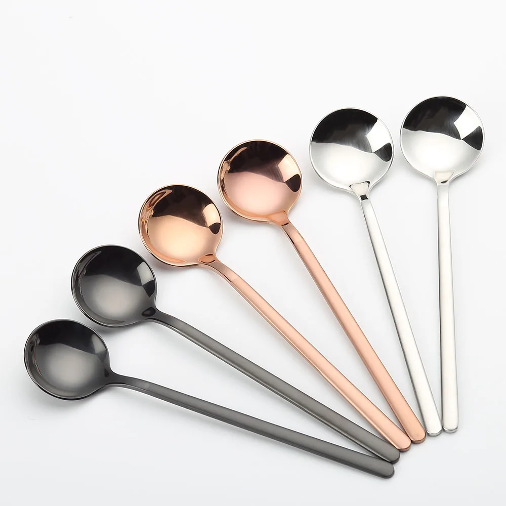 

6PCS Titanium alloy coffee spoon Stainless steel handle spoons Dessert Tableware