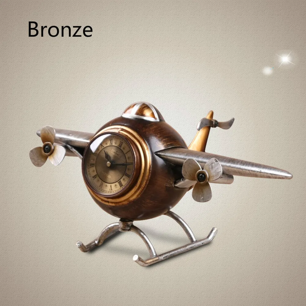 

1PCS European retro aircraft clock bedroom bell clock living room table decoration timepiece LU606118