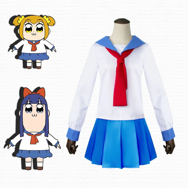 Cosroad Popuko Pipimi Косплей костюмы поп команда Epic парики женская школьная форма морская