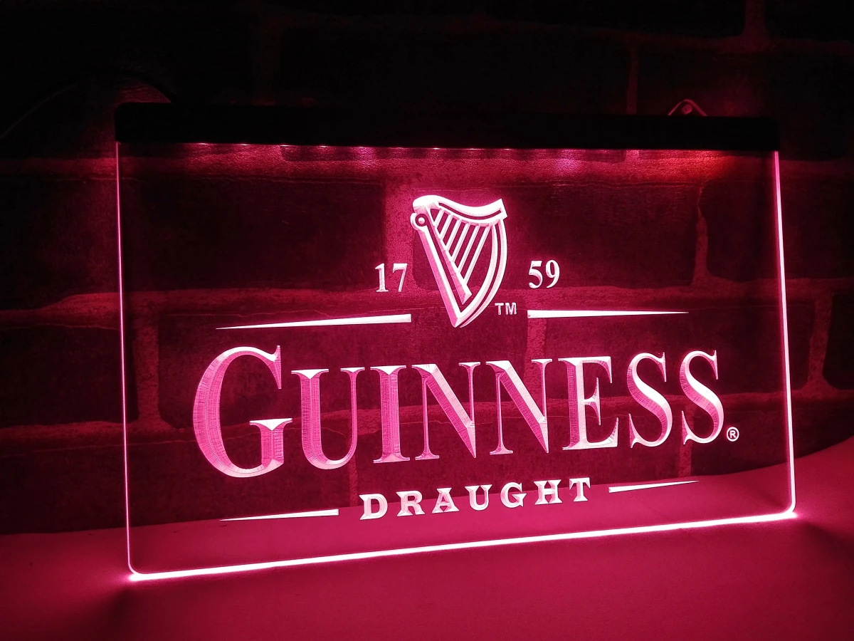 LE002 Guinness винтажные логотипы пивной бар светодиодный светодиодная неосветильник