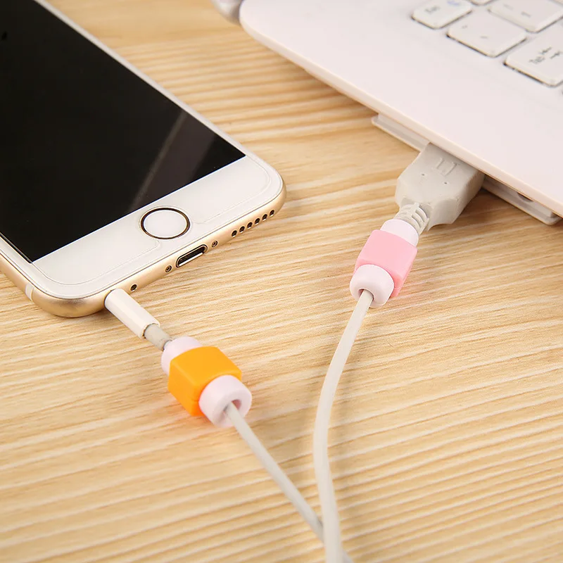 DHL 2000pcs/lot USB Data Cable Earphone Protector Colorful Earphones Cover For Apple iPhone 5 6 7 8 Charging Cord Protection | Электроника