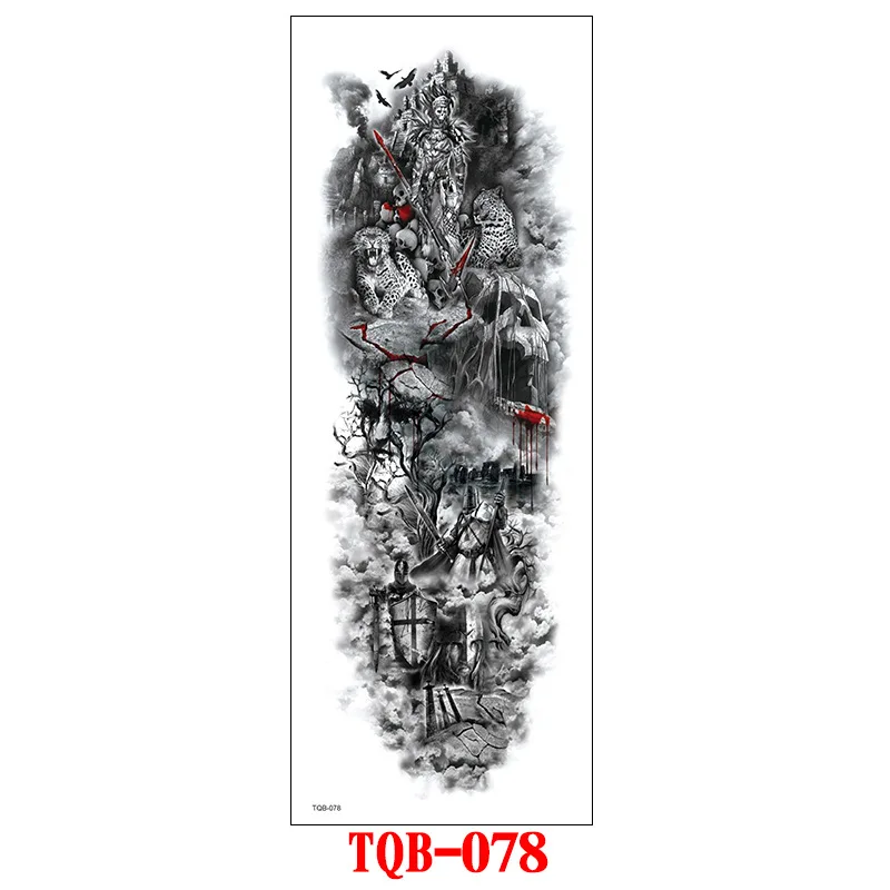 TQB078 Длинный рукав рука временная татуировка, Восточный Дракон, цветы лотоса, мужские, женские - Color: TQB078
