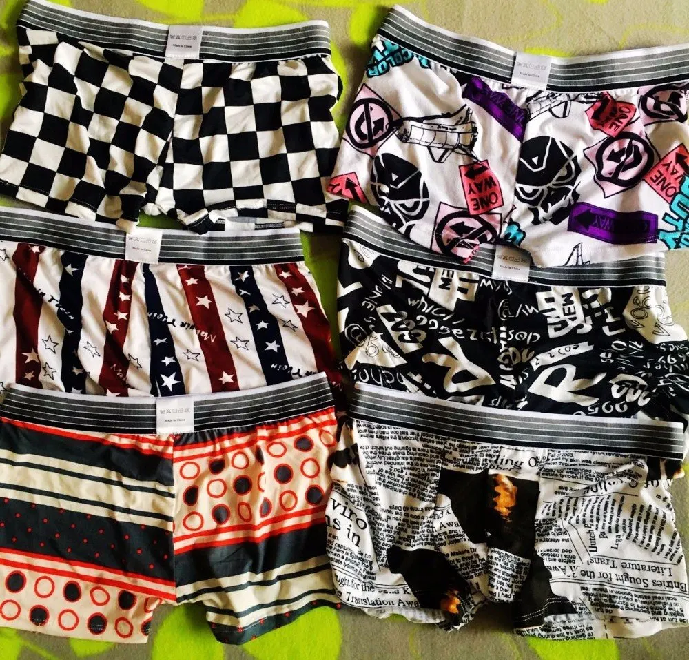 

5PCS/LOT 17 Styles Fashion Print Boxers Modal Soft Underwear Mens Pouch Sexy Boxer Panties Man Short Bulge Underpants XLNK-001