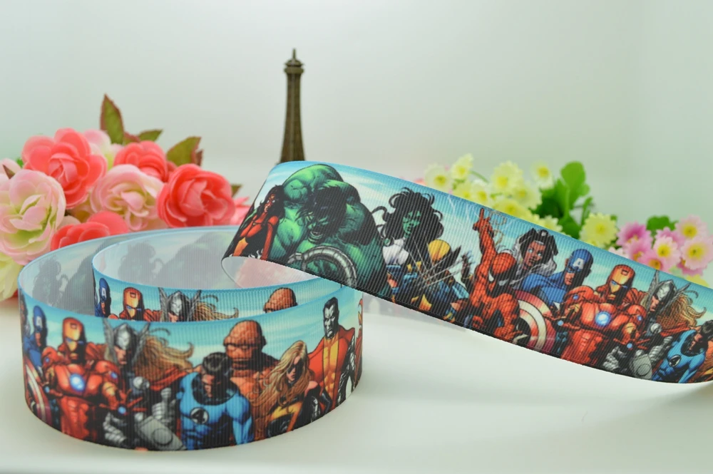 DUWES 1 5 &quot38 мм 2 10 50 ярдов Мстители комиксы Marvel напечатанные grosgrain ленты бант для