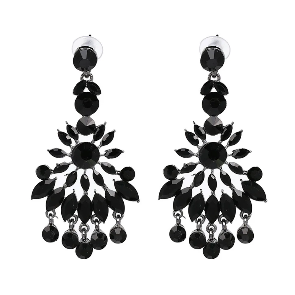 Мода роскошные женские серьги сияющий кристалл геометрический горный хрусталь