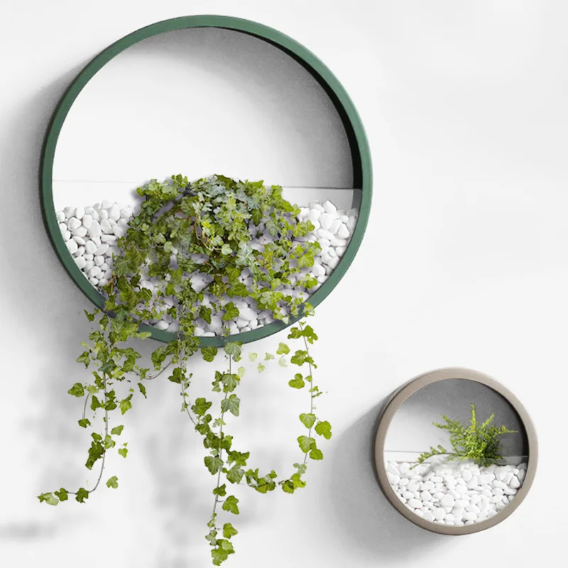 

Creative Round Colourful Iron Transparent Glass Wall Vase Succulent Plant Hanging Flower Pot Living Room Wall Planter Home Decor