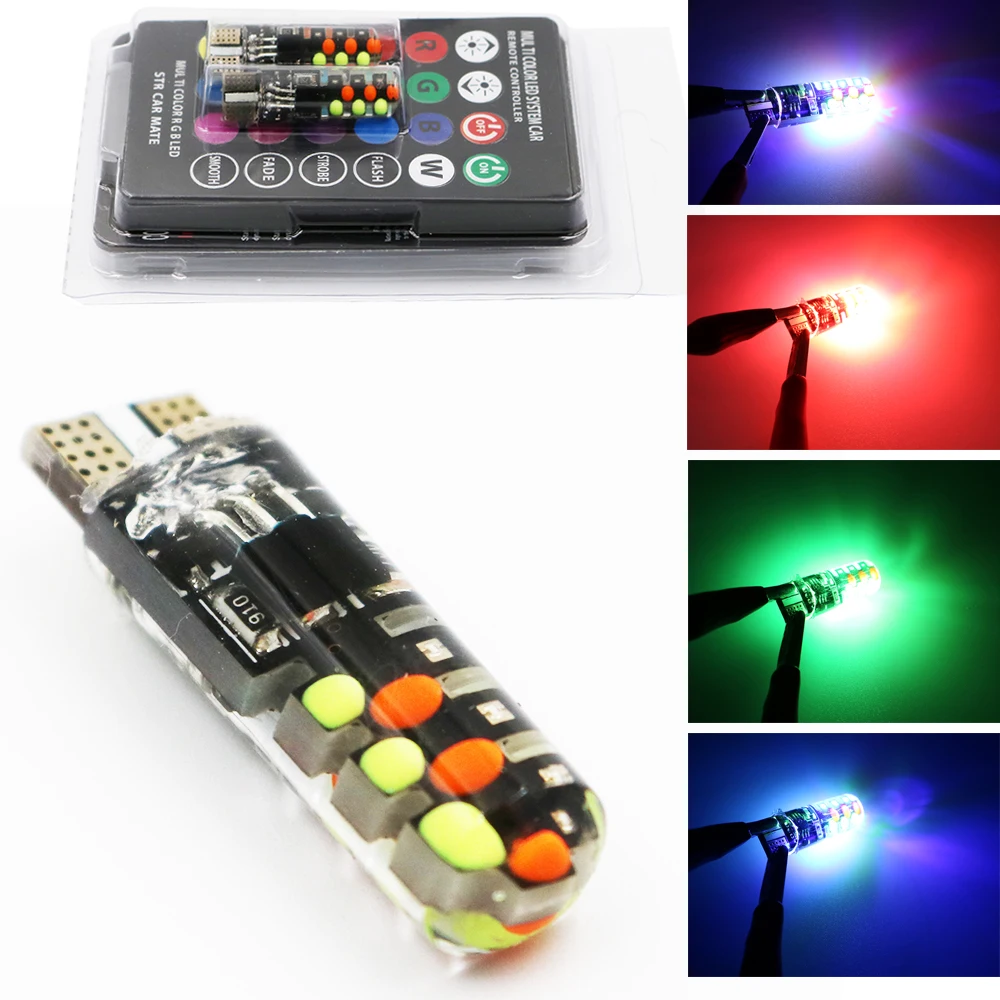 YSY 10 компл. Led W5W T10 RGB габаритный свет Новый универсальный автомобиль COB 12SMD