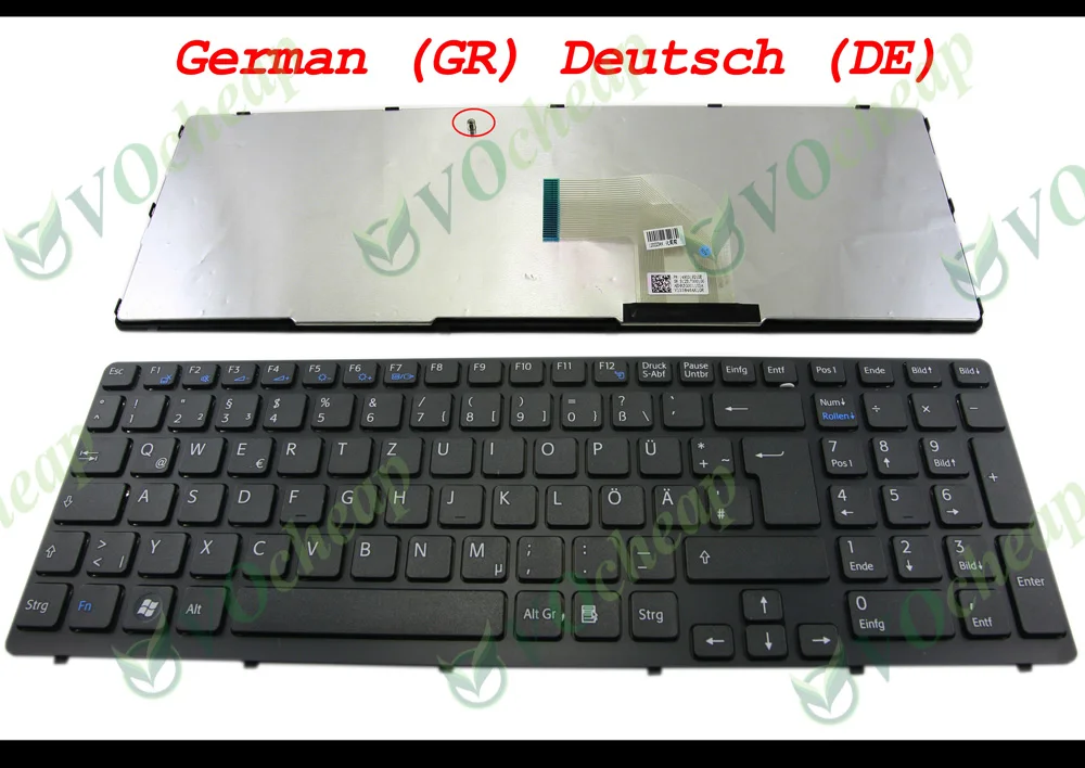 Новый Ноутбук клавиатура для Sony Vaio SVE15 СПО 15 SVE1511 Черный * С Рамкой Немецкий GR Deutsch DE