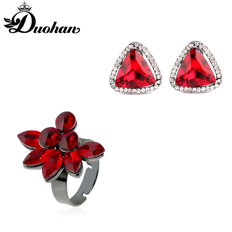Duohan Марка Игристые красного оттенка Кристалл женские Серьги гвоздики и