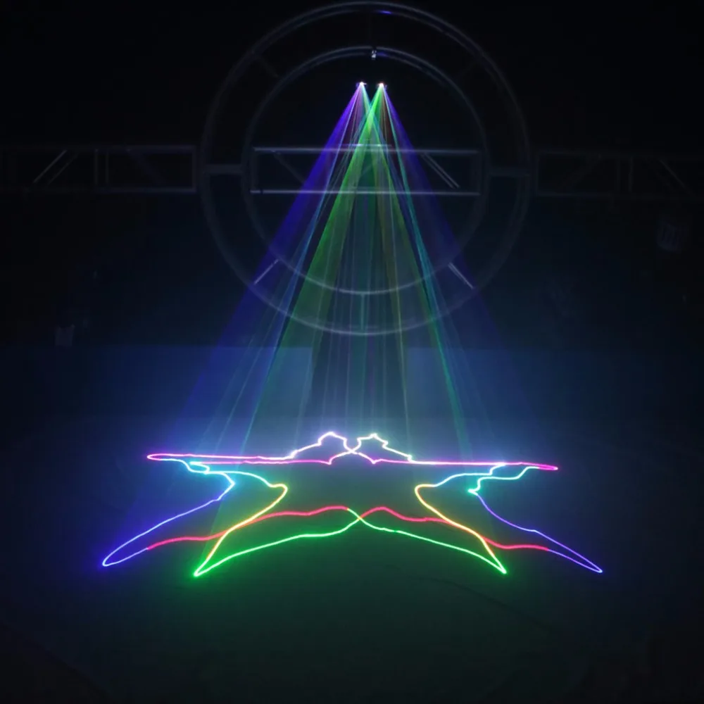 AUCD 2 объектива Красный зеленый голубой RGB пучковый лазер DMX 512 Профессиональный DJ вечерние Show клуб праздник дома барное сценическое освещение 506RGB
