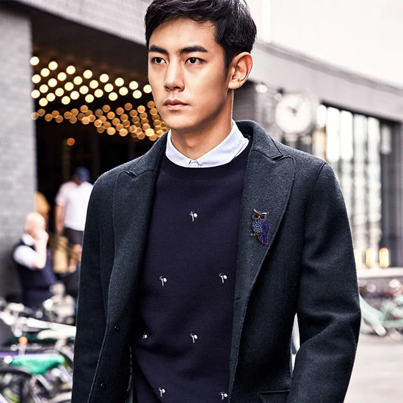 Винтажный аксессуар в виде античной синей совы|Броши| |