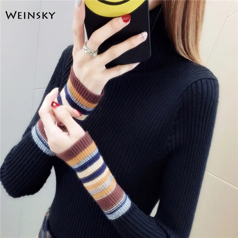 Women Knitted Jumper Sweater And Pullovers Korean Fashionl Style Turtleneck Sweaters Winter Autumn 2019 New Tops | Женская одежда