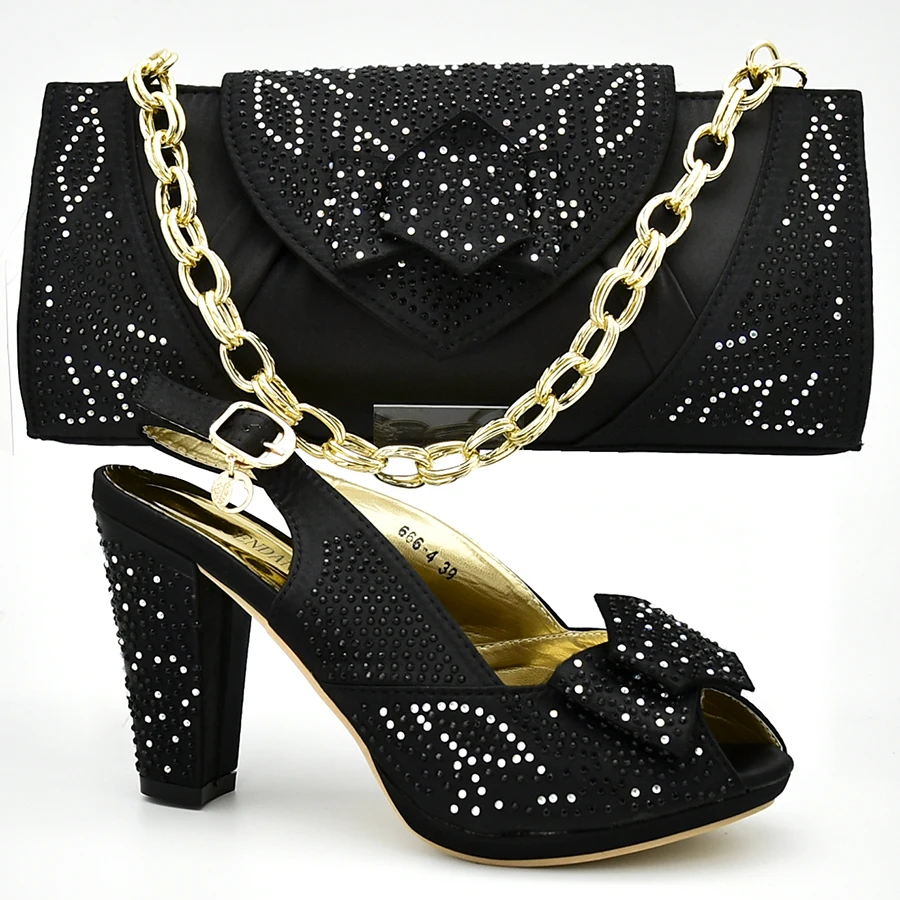 New Shoe and Bag for Nigeria Party Italian Shoes Bags To Match with Set Decorated Rhinestone Summer Pumps | Обувь