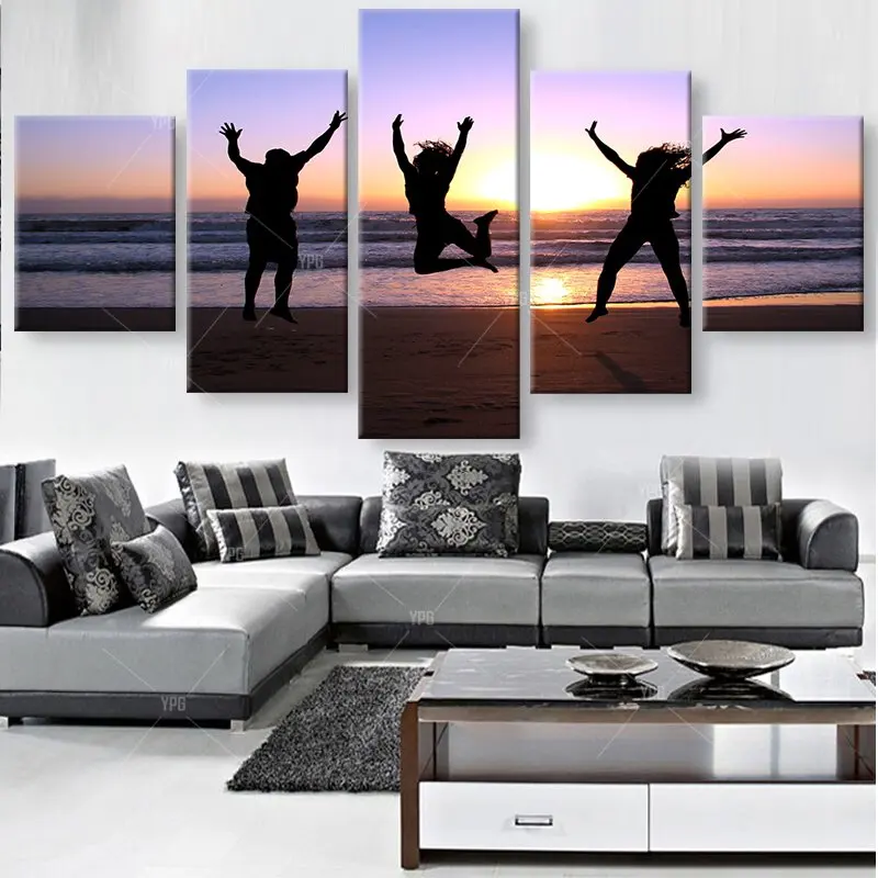 5 Шт. Закат Пейзаж Друзей Приморских Счастлив Перейти Современный Дом Декор стены