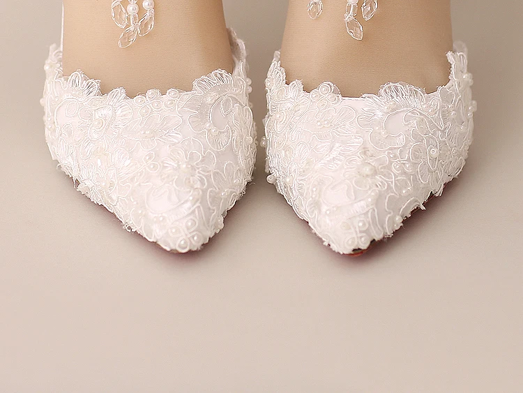 white heel 9cm Белые свадебные туфли с жемчугом и кристаллами; женские босоножки на очень высоком каблуке с острым носком и ремешком на щиколотке; вечерние туфли для торжеств - Цвет: white heel 9cm