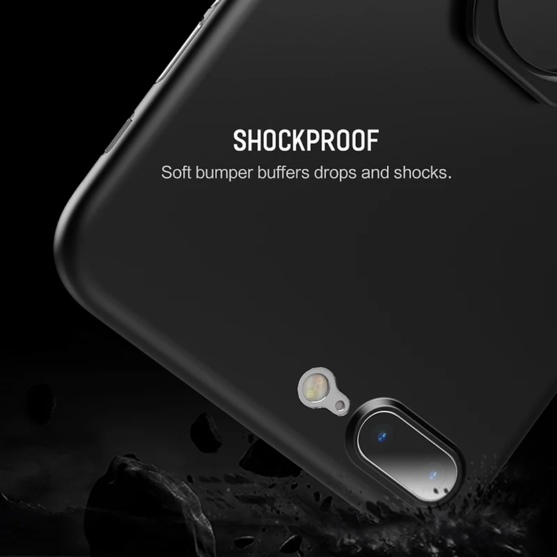 For iPhone 7 8 Case With Finger Ring Holder Rock 0.33MM Thin Slim Phone for 7plus 8plus Back Cover Shell Kickstand |