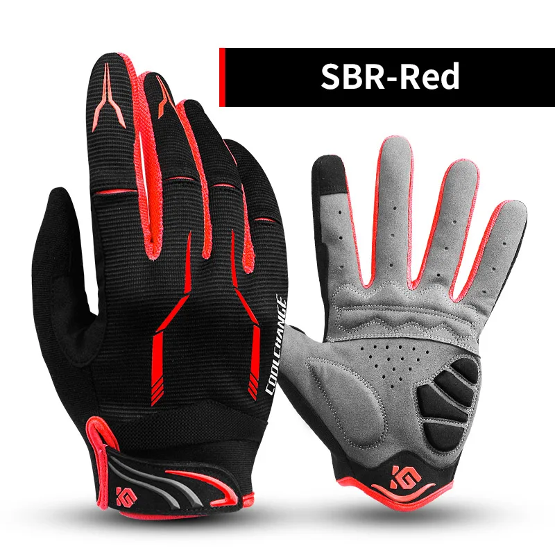 Red SBR Coolизменить 10 цветов зимние женские мужские велосипедные перчатки полный палец с гелевой накладкой противоударные MTB горный велосипед велосипедные перчатки - Цвет: Red SBR