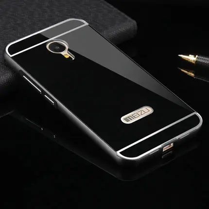 Black Чехол для Meizu MX5, металлическая алюминиевая рамка, зеркальный акриловый чехол для Meizu MX5 MX 5, защитный чехол для мобильного телефона s 5,5" - Цвет: Black