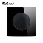 Wallpad L6 LED 2 Gang моментальная Перезагрузка Электрический настенный выключатель для потайного ролика с черной закаленной стеклянной панелью