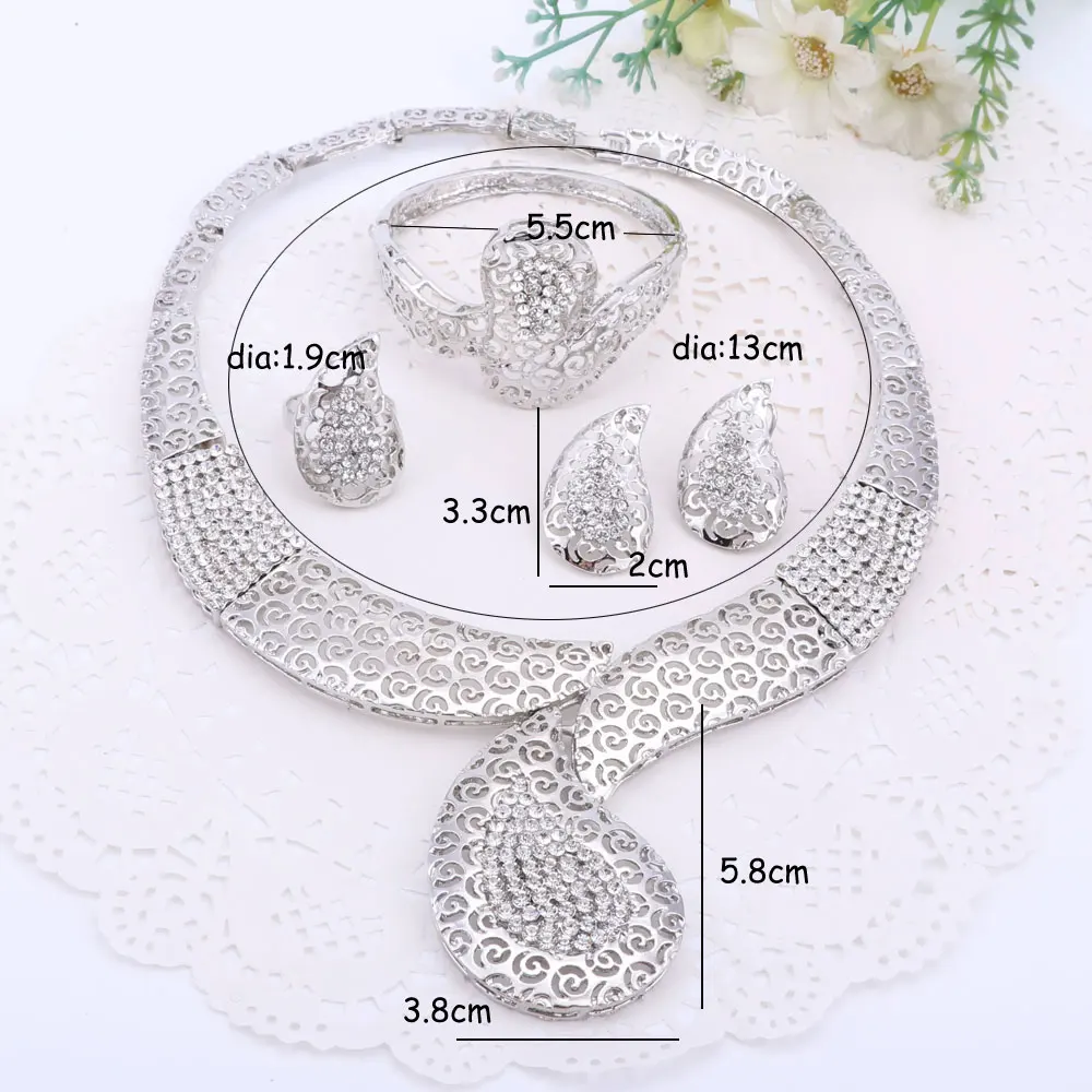 Свадебный комплект из ожерелья белого и золотого цвета комплекты ювелирных