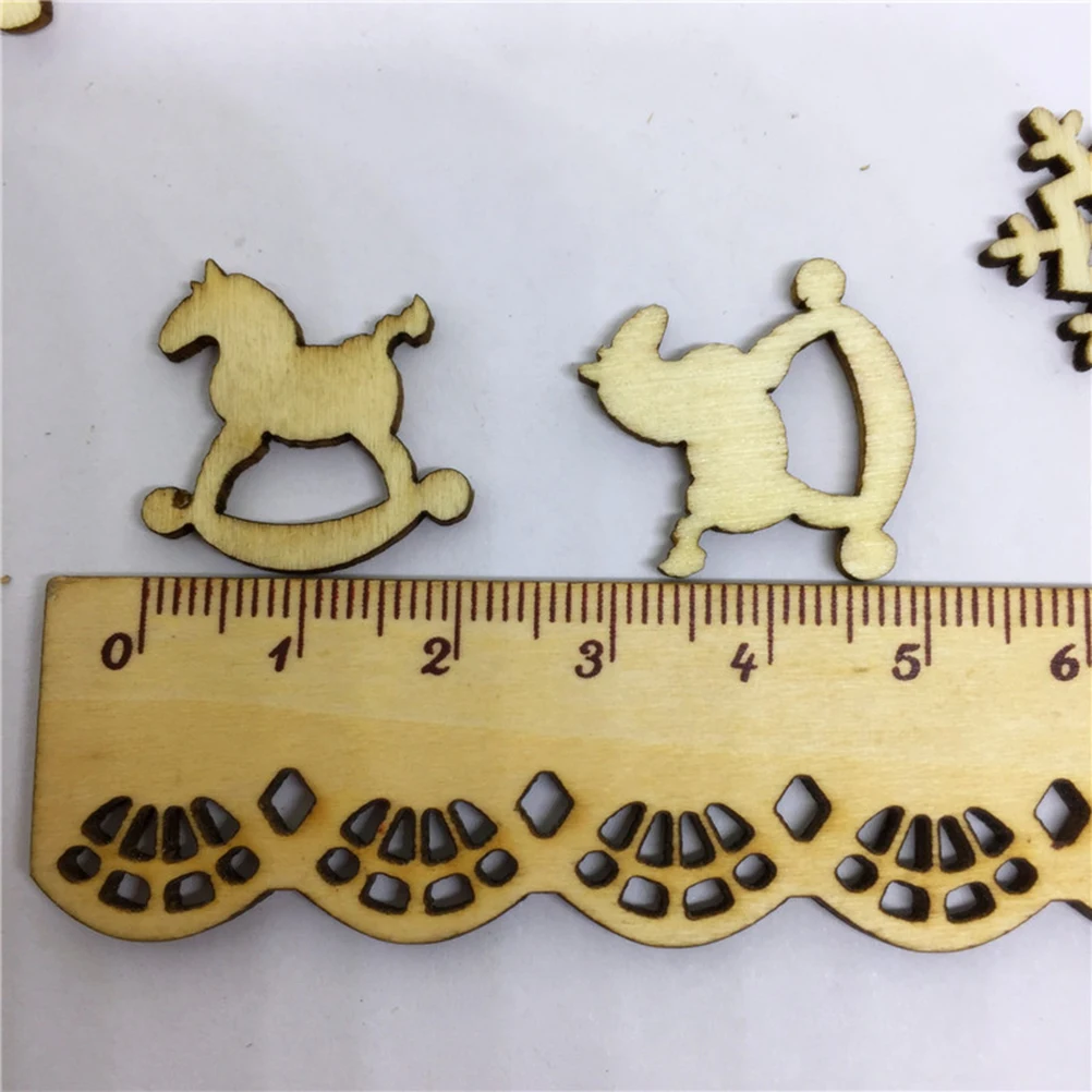 100 шт. деревянные украшения снежинка сделай сам лошадь олень лента Смешанные