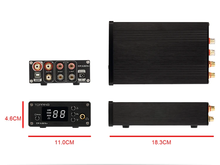 Усилители долива TP32EX+ Универсальный цифровой HiFi мощность аудио усилители домашние 75 Вт* 2 с коаксиальный USB ЦАП Декодер Усилитель для наушников