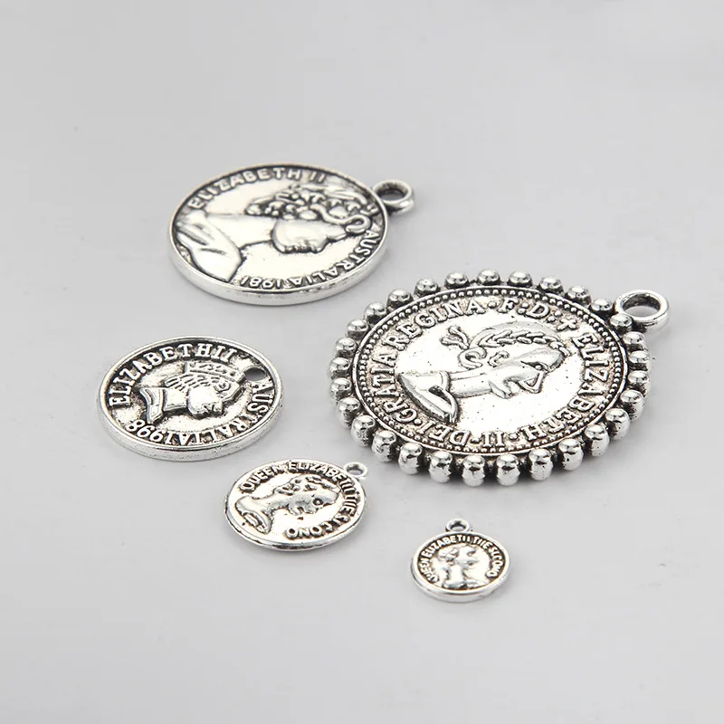 

Hot 100pcs Ancient Silver Beauty Head Fashion Charm Handmade Necklace Bracelet Earrings Headdress Diy Jewelry Accessories