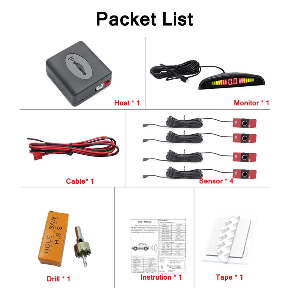 Автомобильный парктроник OkeyTech светодиодный датчик парковки с 4 датчиками