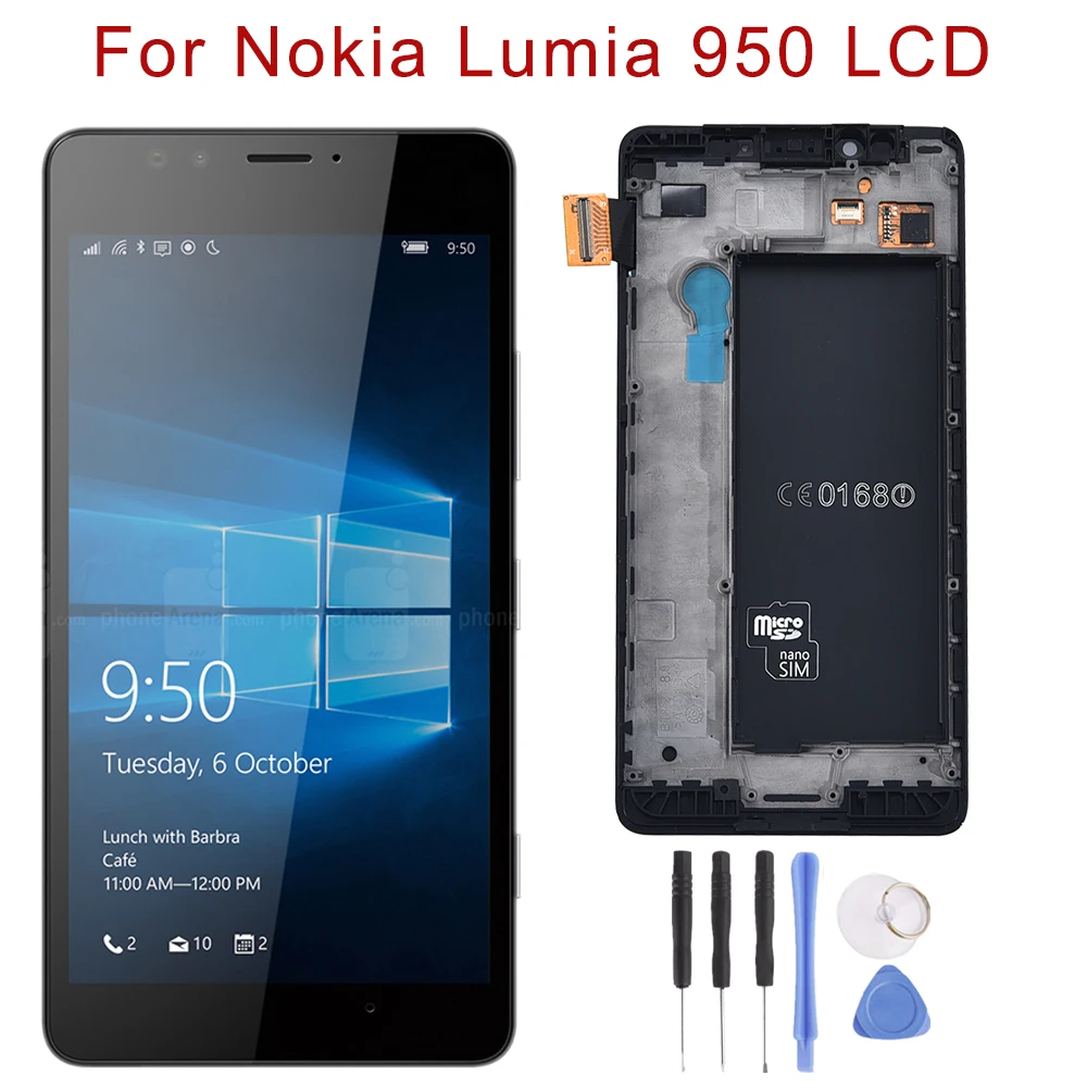 Оригинальный ЖК-дисплей для Nokia Lumia 950 сенсорный экран дигитайзер Замена RM-1104 LCD |