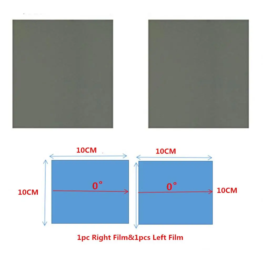 1 Pairs Film 0 градусов 100 × 100 мм 3D круговая поляризованная пленка, не клеящиеся круговые поляризаторы фильтры линзы пленки листы для левых и правых глаз - Цвет: 1 Pairs Film