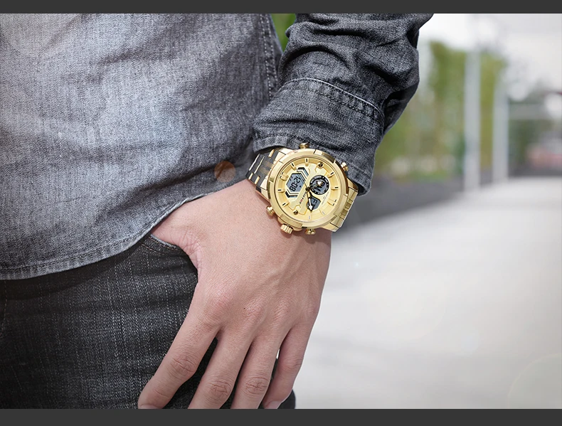RISTOS Мужские Цифровые Аналоговые наручные часы модные часы Relojes Masculino Hombre многофункциональные мужские спортивные часы с хронографом Новинка 9359
