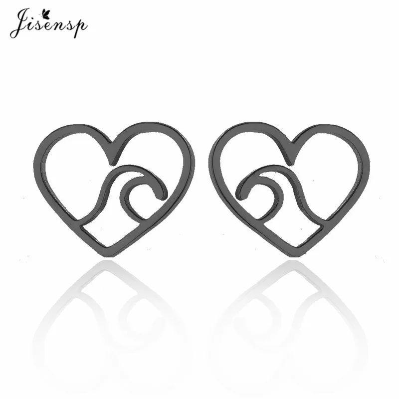 black earrings Jisensp модные геометрические волны ушные альпинисты для женщин ушные гусеничные серьги-гвоздики богемные милые серьги для девочек Brincos подарок - Окраска металла: black earrings
