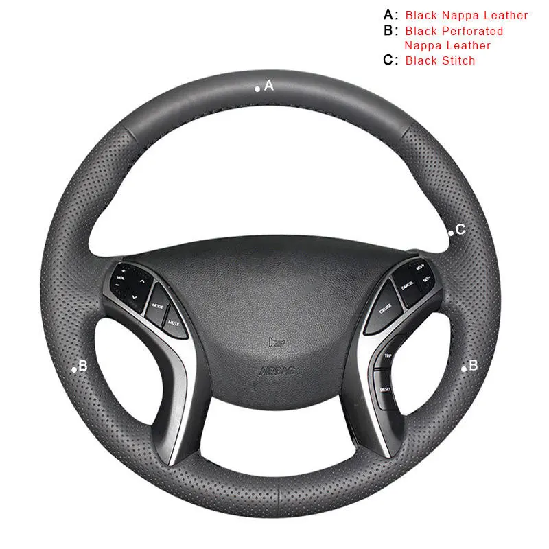 Top Layer Leather Автомобильная Оплетка на руль для hyundai Elantra 3 2011- Elantra 3 Sport 2011- Elantra Avante 2011 i30 Auto - Color Name: Top Layer Leather