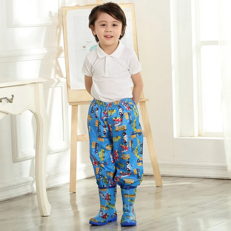 Детские непромокаемые штаны из полиэстера для мальчиков и девочек цвет розовый