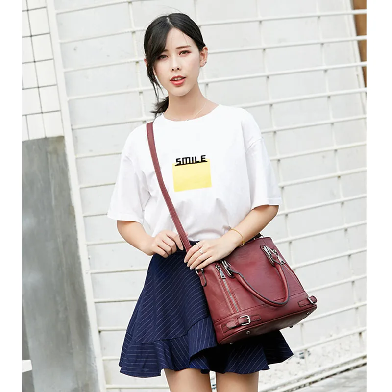 

new brand designer PU leather handbags fashion large capacity bucket type portable Messenger bag simple shoulder bag HYB157