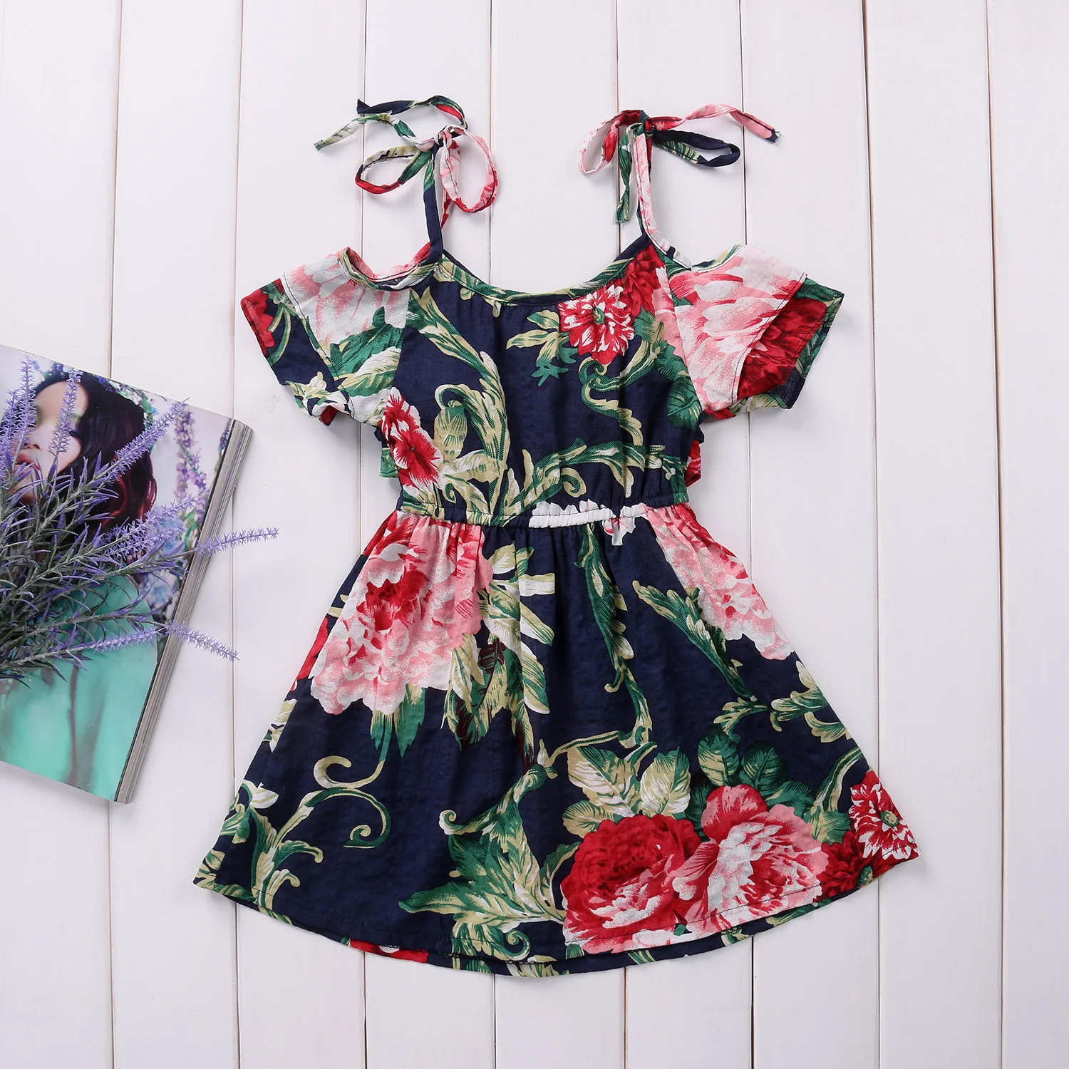 Платье с открытыми плечами для маленьких девочек детское летнее праздничное