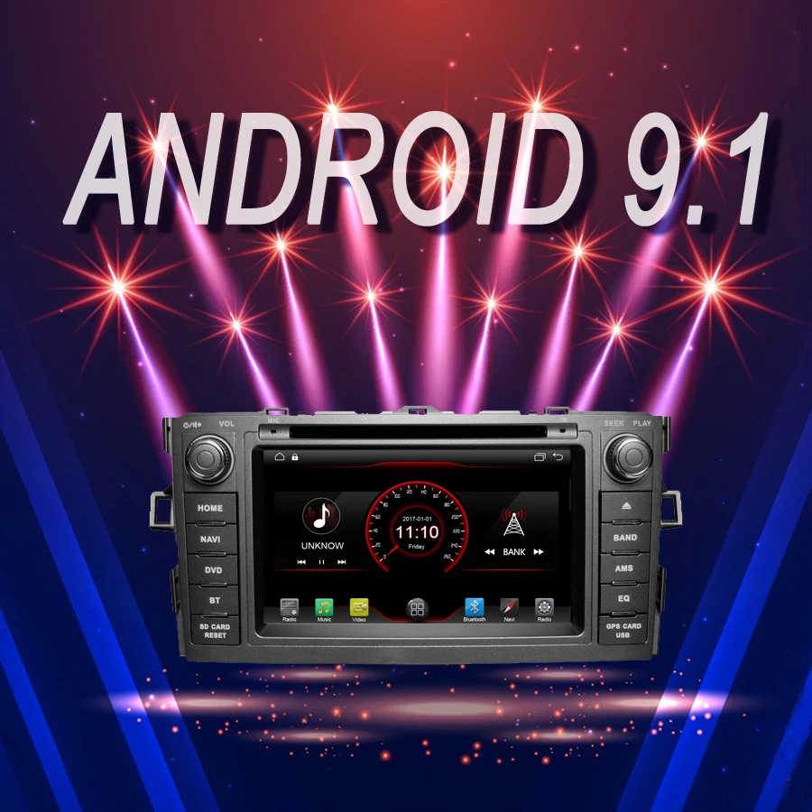 OTOJETA, брендовый автомобильный мультимедийный плеер на Android 9,1 для TOYOTA AURIS 2007, gps навигационное устройство с камерой, Aux, bluetooth, Рулевое управление