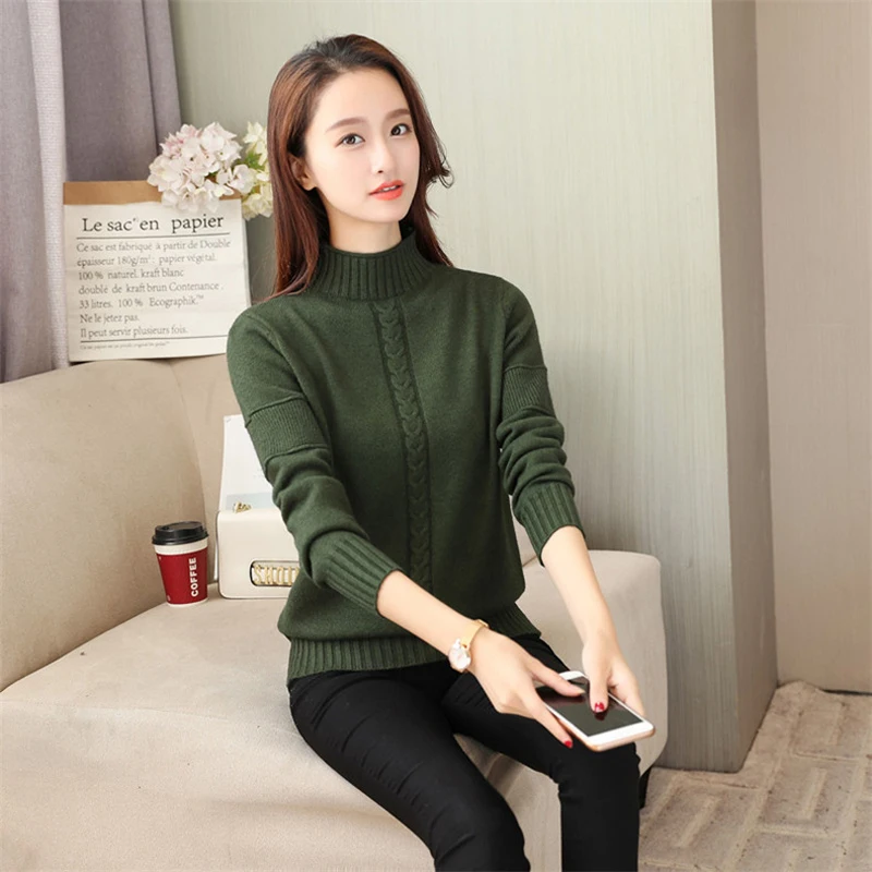 Thick Turtleneck Warm Pollovers Sweater Women 2018 Autumn Winter Long Sleeve Twist Knitted Sweaters Casual Befree Ladies Jumper | Женская