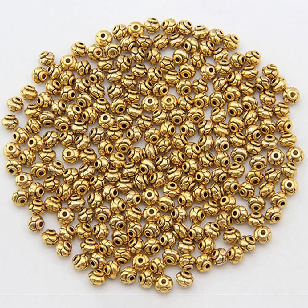 50 шт./лот 6 мм Металлические бусины золотого цвета круглой формы свободные для