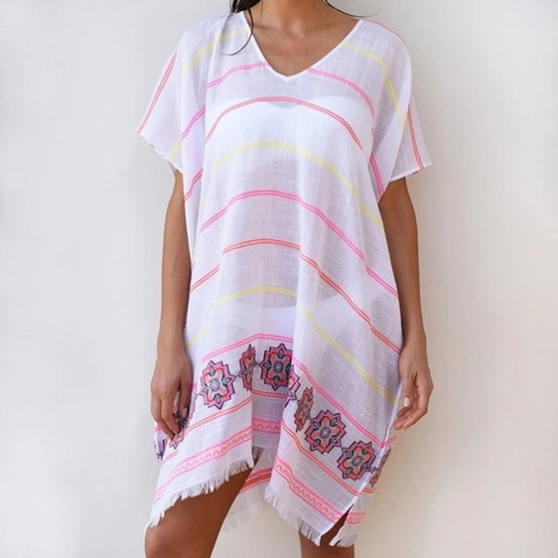 Женское повседневное пляжное платье с коротким рукавом мини-платье принтом лето