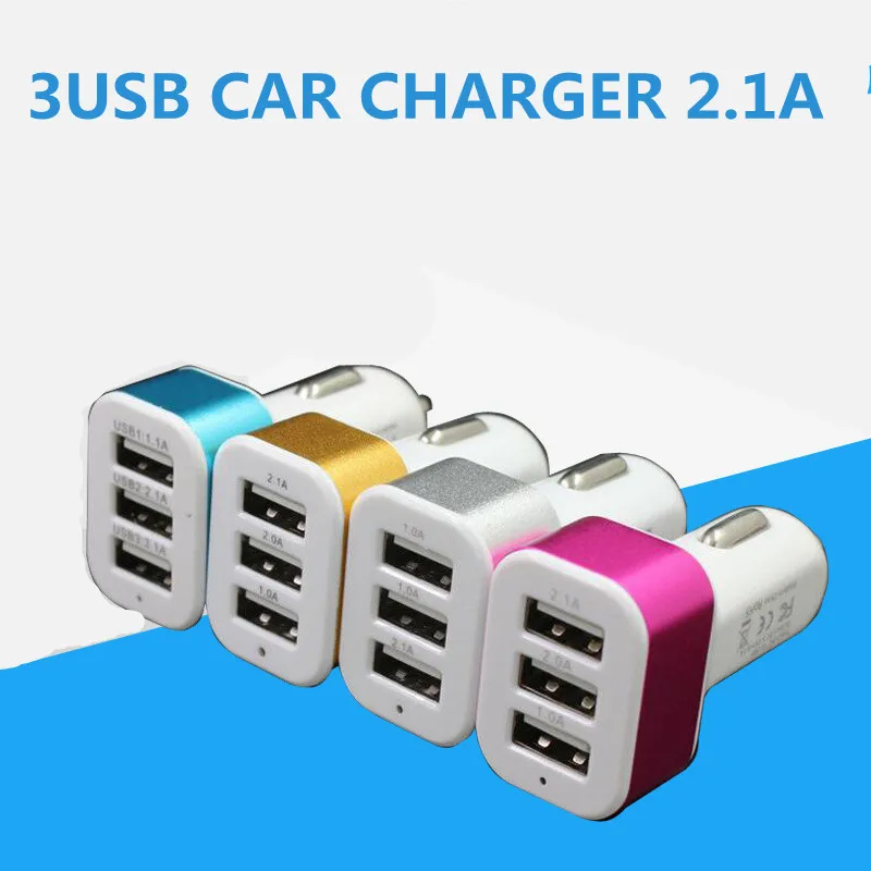 WGX Новый DC 5 0 V 2.1A/2A/1A Автомобильный Универсальный 12V 24V до 5V 3 Порт USB зарядное