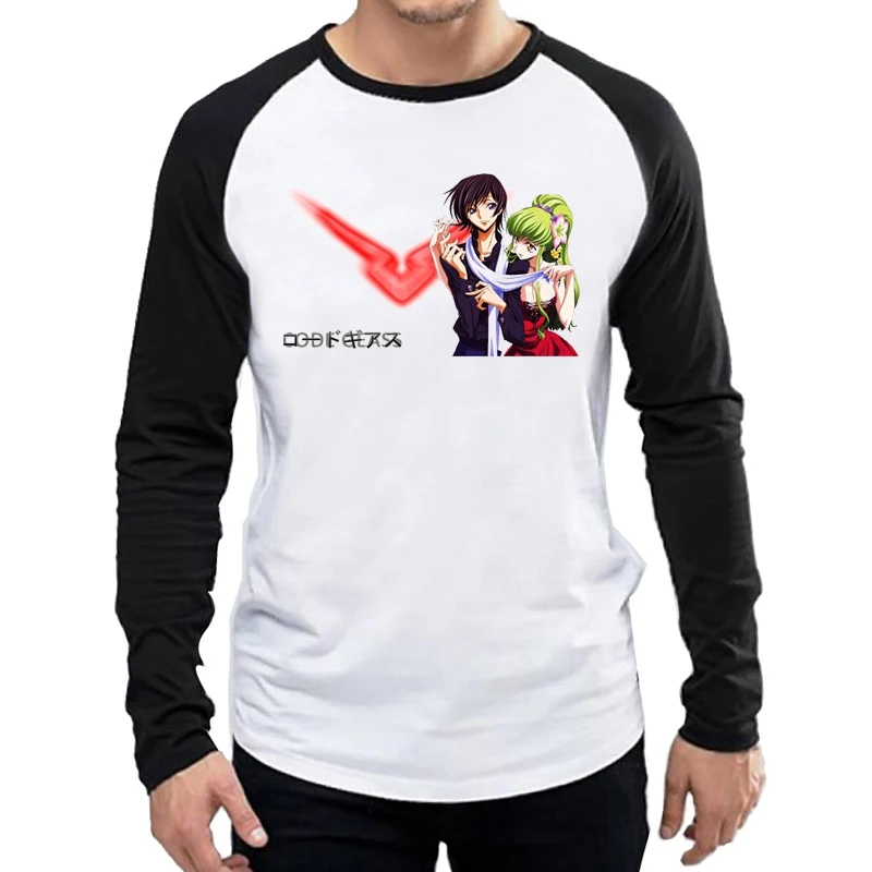 Длинный рукав Code Geass футболка мужская мода Аниме топы футболки свободного покроя