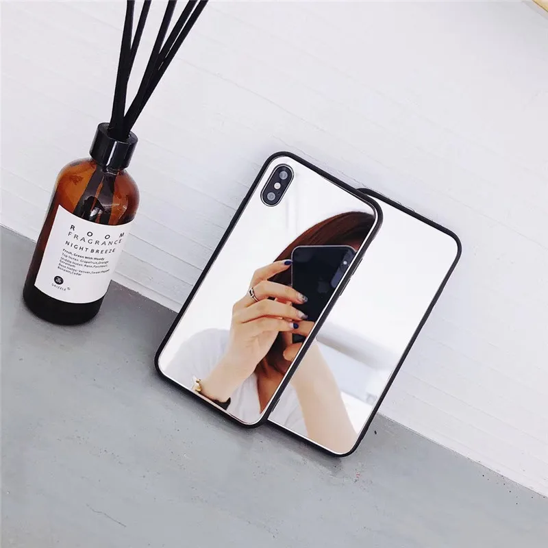 JiBan For iphone X Luxury Fashion Girl Women Mirror Tempered Glass Back Phone Cover Case Shell Apple 6s 7 8 Plus Coque Capa |